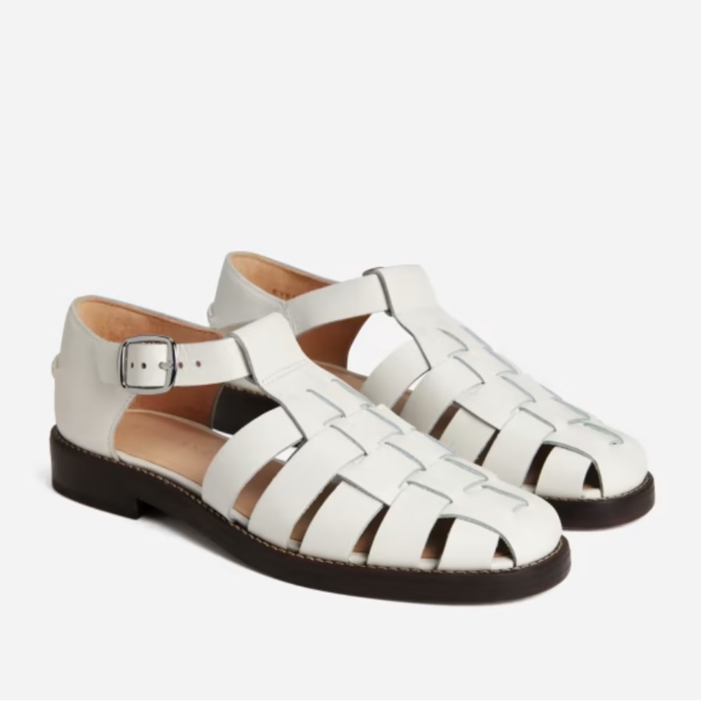 Everlane Cream Leather Woven Sandals